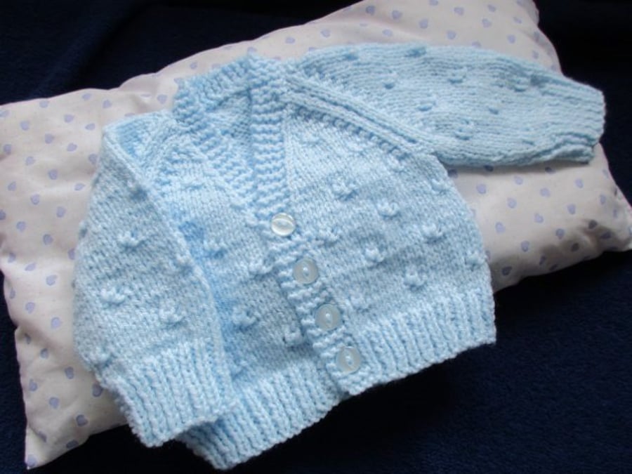 14" Newborn Boys Knots Patterned Cardigan