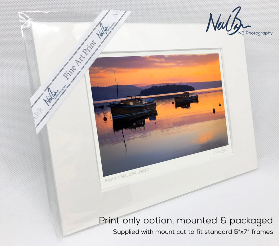 Boats at Balmaha Bay Loch Lomond Scotland - A6 (7" x 5") Unframed Print