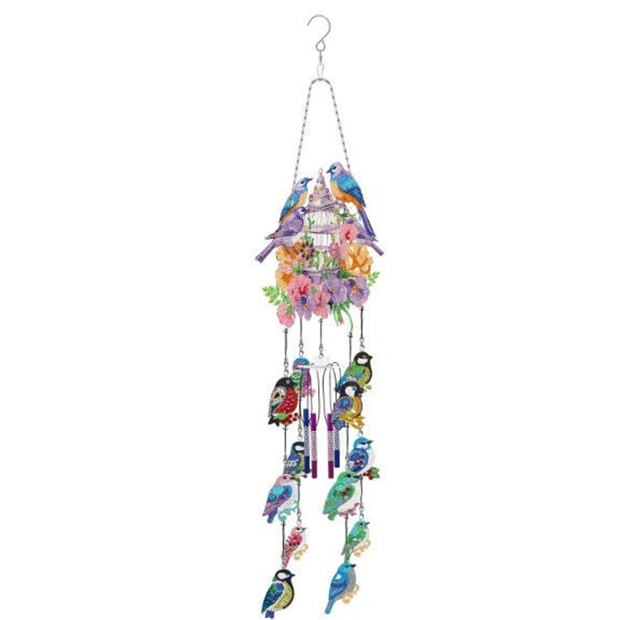 5D DIY Bird Hanging Windchime Diamond Painting Kit Crystal Embroidery Rhinestone
