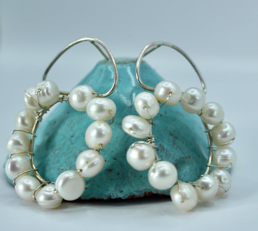 Ivory Pearl and Recycled Silver Earrings 