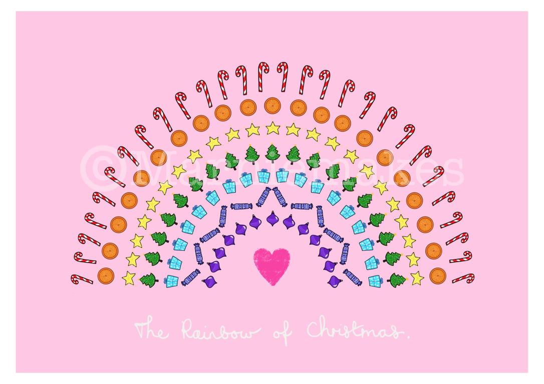 The Rainbow of Christmas (Candy Pink) - A5 Giclee Print