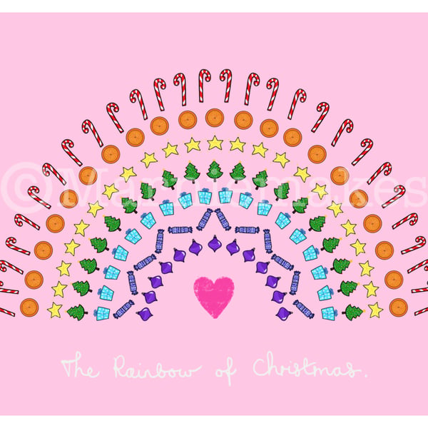The Rainbow of Christmas (Candy Pink) - A5 Giclee Print