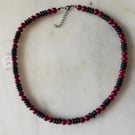 Dark Red and Black Beaded Adjustable Necklace - Summer Seconds
