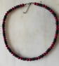 Dark Red and Black Beaded Adjustable Necklace - Summer Seconds