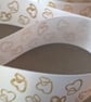 Gold & white love heart satin ribbon, 5 metres long, 25mm wide - Image 1