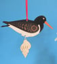 Hanging Wooden Oyster Catcher Decoration - Etched and Hand Painted  - Image 2