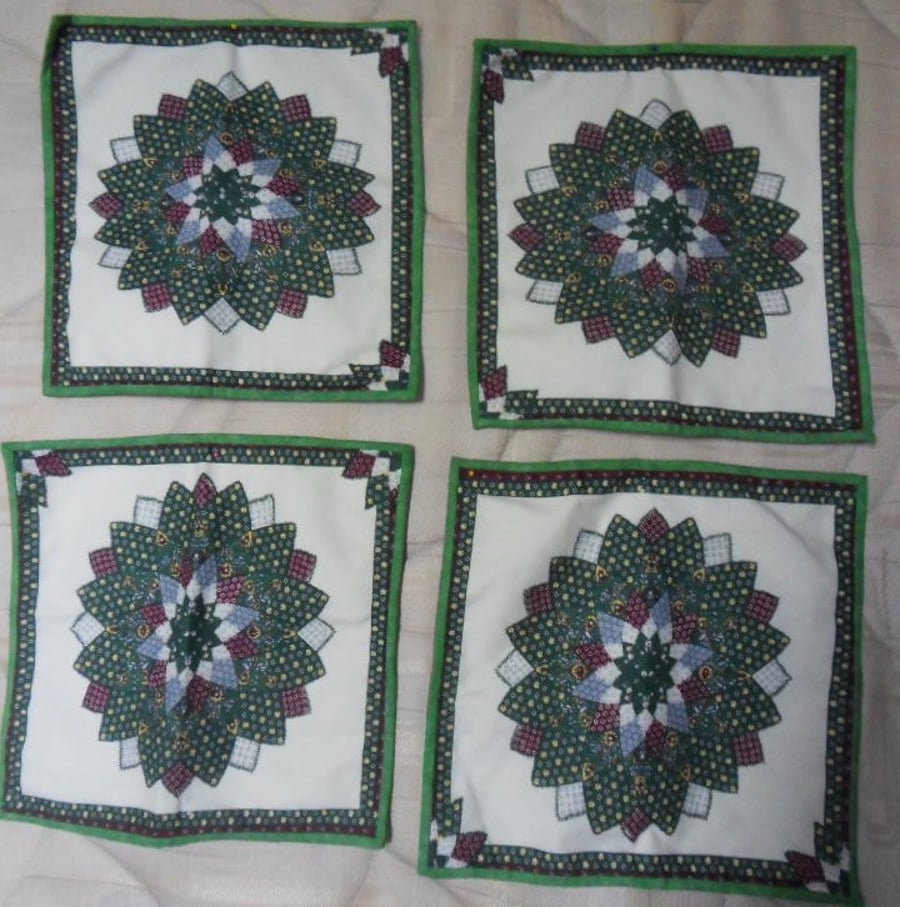 Homemade flower table mats. 4 in set. 100% cotton fabric