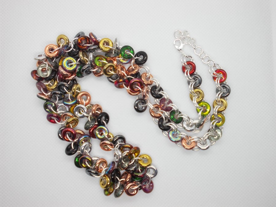 SALE - Glass ring and chainmaille necklace