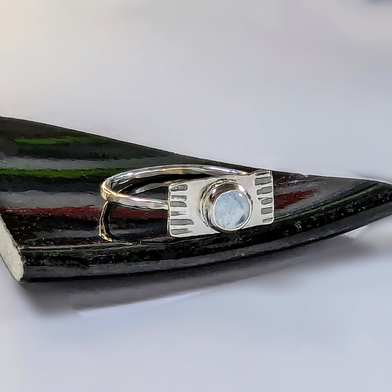 Recycled Sterling Silver Topaz Textured Ring