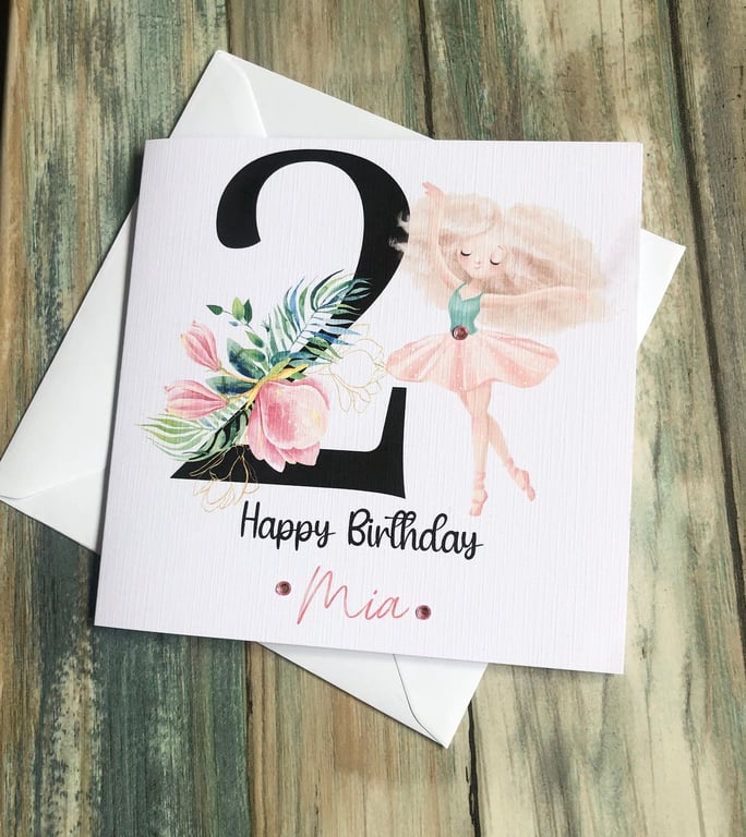 Ballerina Birthday personalised Card for Granddaughter, Daughter, Sister, Niece