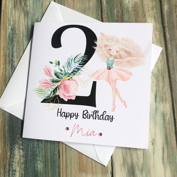 Ballerina Birthday personalised Card for Granddaughter, Daughter, Sister, Niece