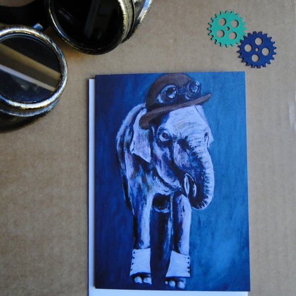 Steampunk Elephant Greeting Card From my Original Art Acrylic Painting