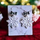 Christmas Snowflake Metallic Handmade Dangly Earrings 