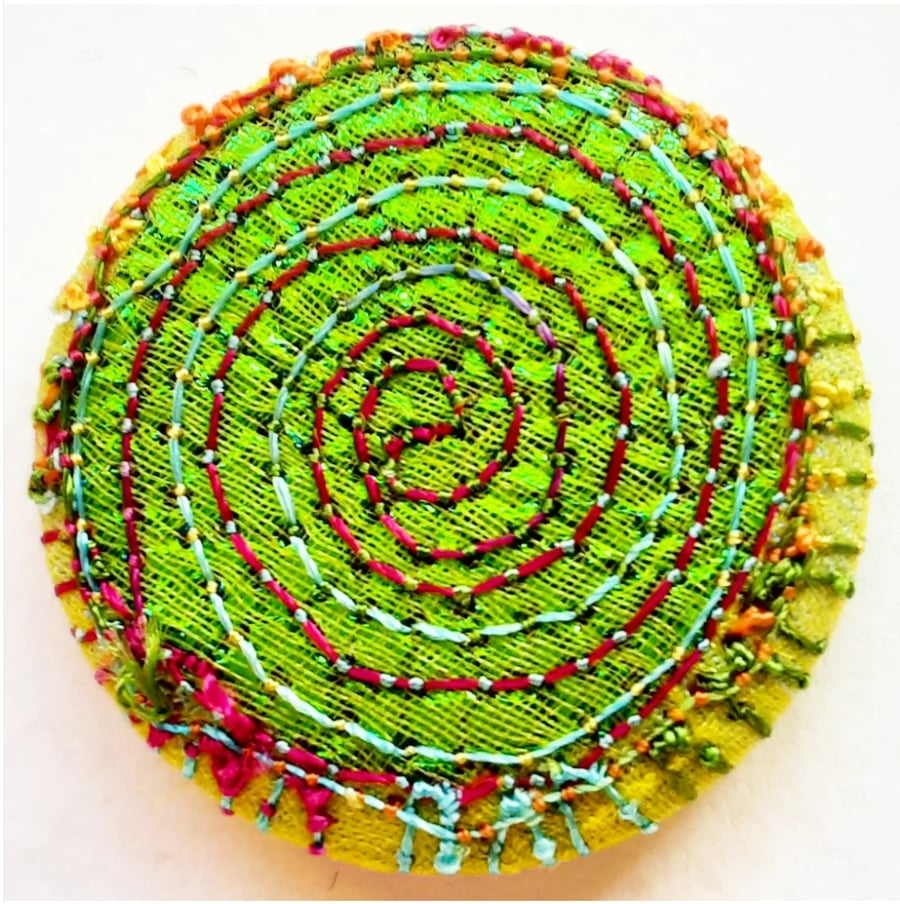 Buttons 1 inch button Hand Dyed Silks and Cottons Free Machine Embroidery Button