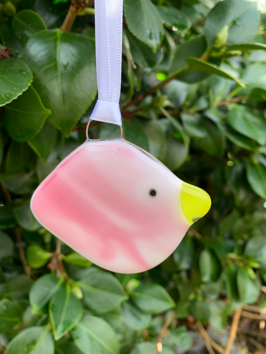 Pink Fused Glass Bird