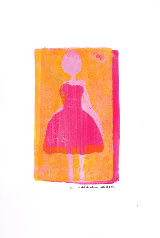 Pink Party Dress.  - Monoprint 