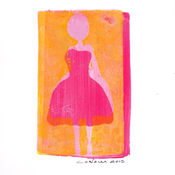 Pink Party Dress.  - Monoprint 