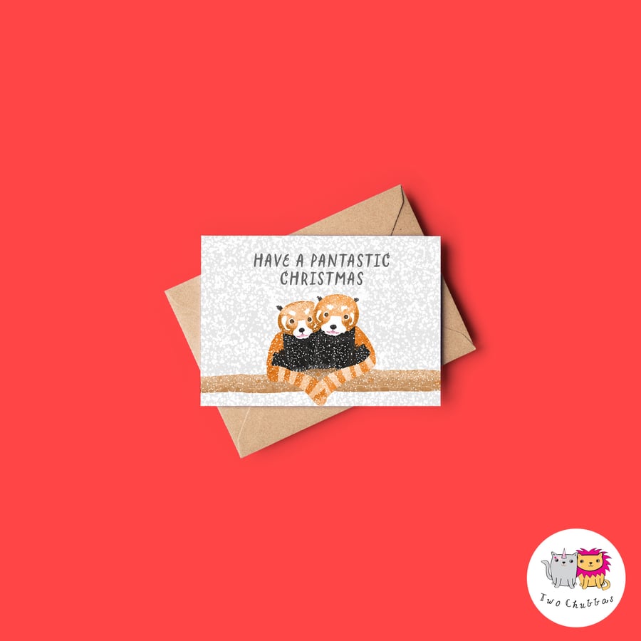 Red Panda Christmas Card, A6 Christmas Card, 