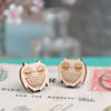 Wooden Owl Stud Earrings