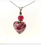 Dark pink Murano glass heart necklace on a silver plated chain - Image 2
