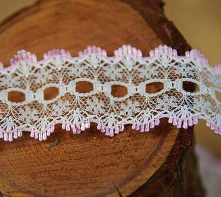 Pink eyelet knitting lace 35mm x 2 metres 