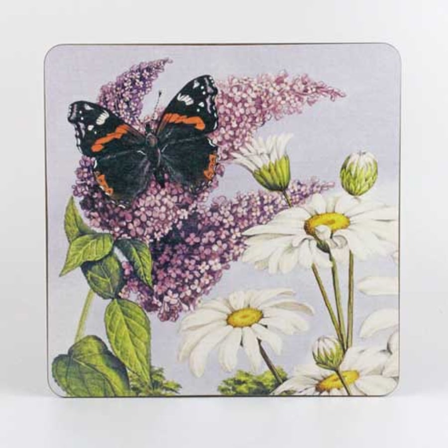 Butterfly on buddleia coaster