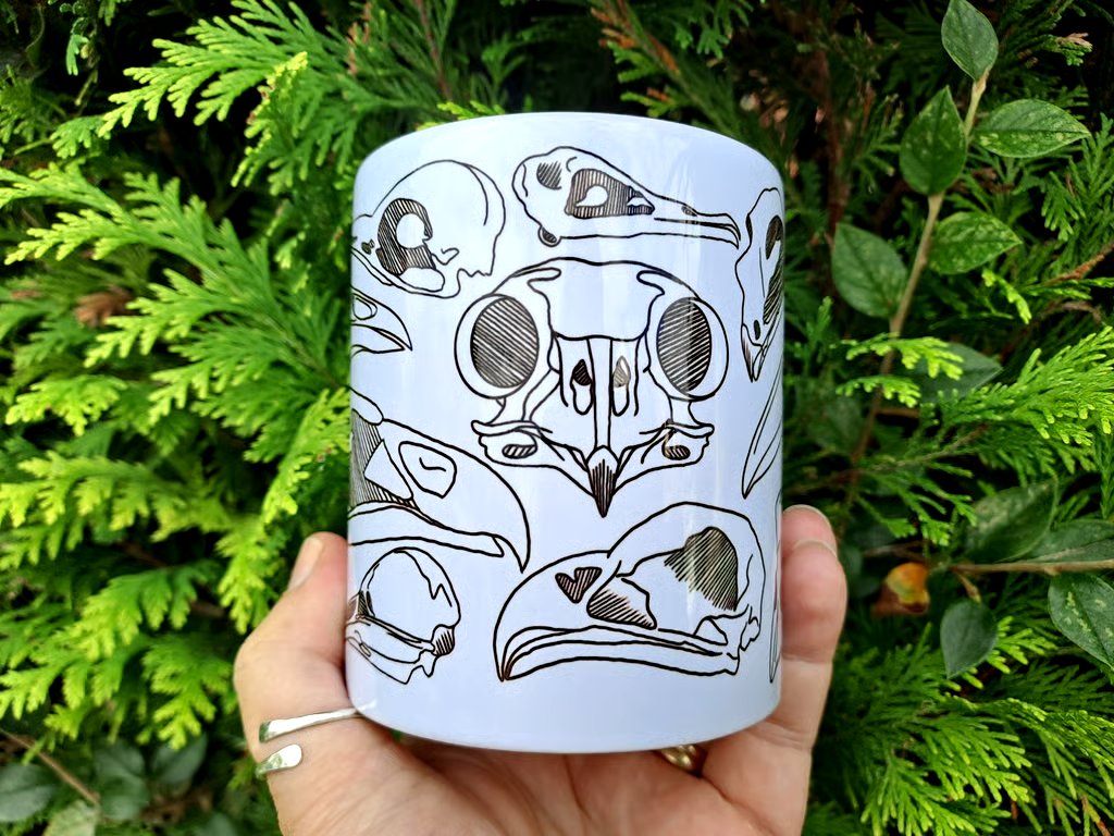 Spooky Mug, bird skulls Coffee Cup, Witchy mug