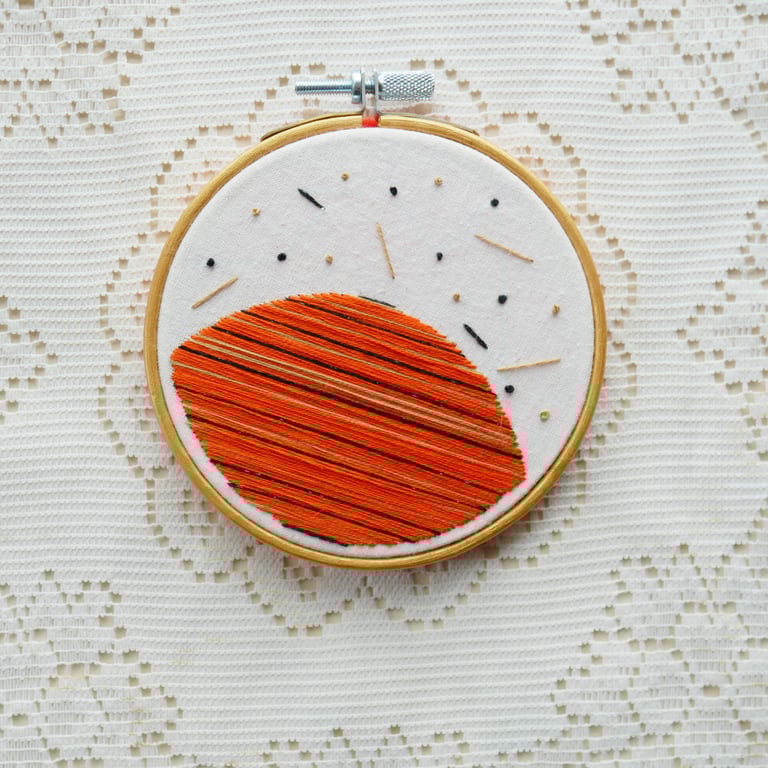 Space and Time - Orange Planet 4 Inch Embroidery Hoop