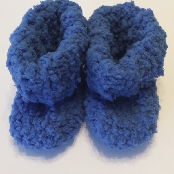 Snuggly Hand Knitted Bootees 0 to 6 months - Blue