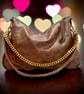 Handbag - Copper Brown Leather Shoulder Bag with Chain - Mother’s Day Gift  - Image 8