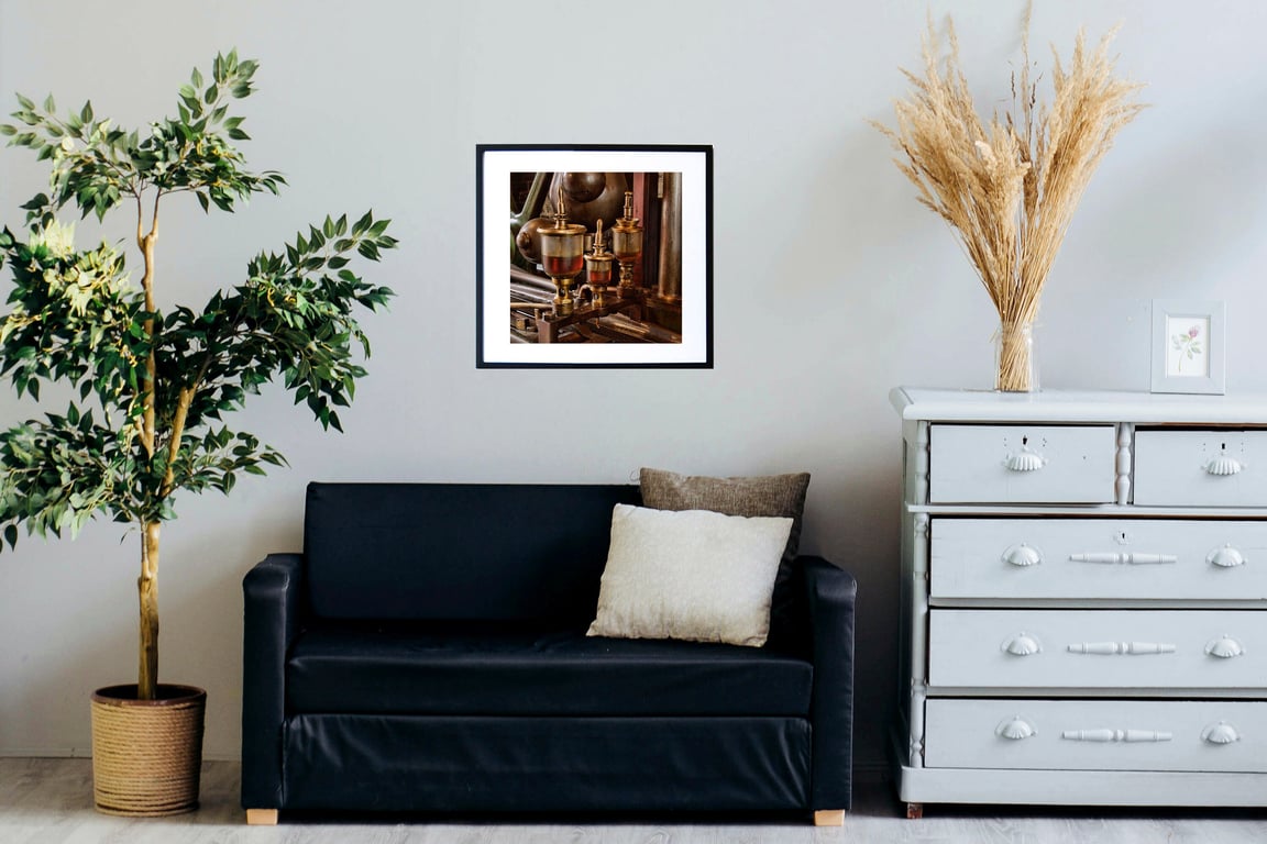 Vintage steam engine oil drip feed print, Victorian industrial wall art