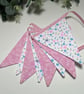 Handmade Fabric Bunting 8 Flags in Pastel Pink Florals Design - Image 1