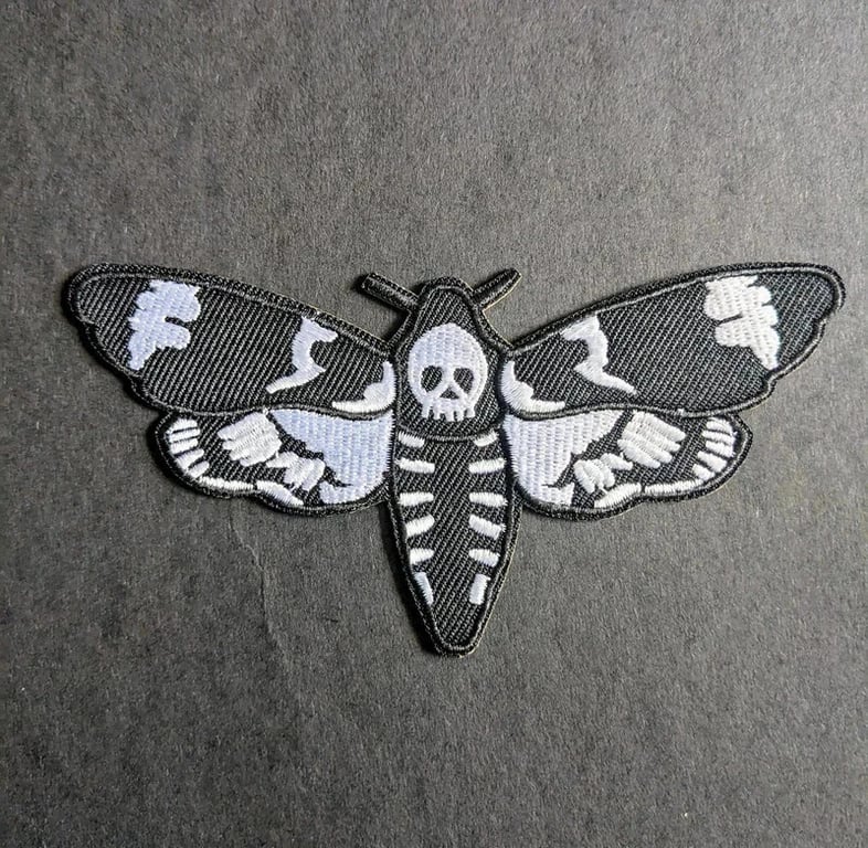 Crescent moon, clouds - Embroidered Iron on Patch