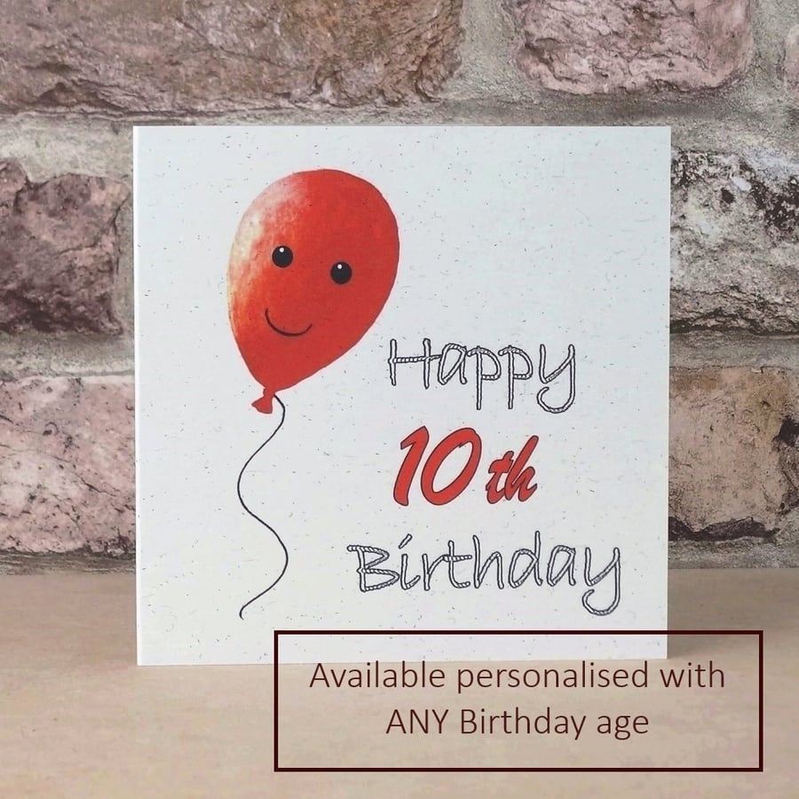 Birthday Card Balloon - Personalised with any age Eco Friendly