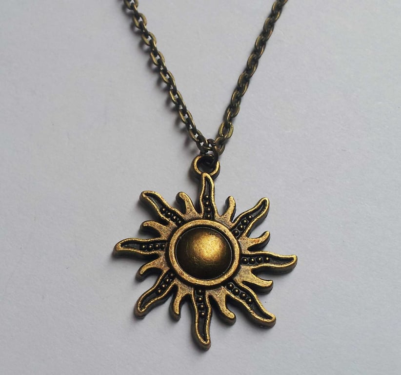 Bronze Tribal Sun Boho Necklace