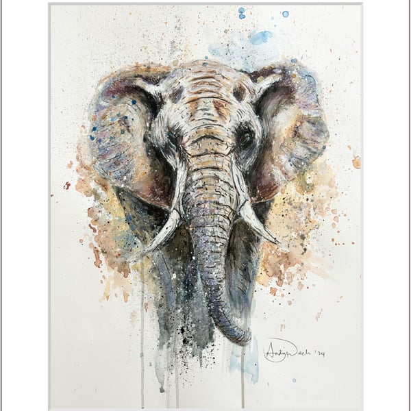 Original acrylic painting of an African Elephant