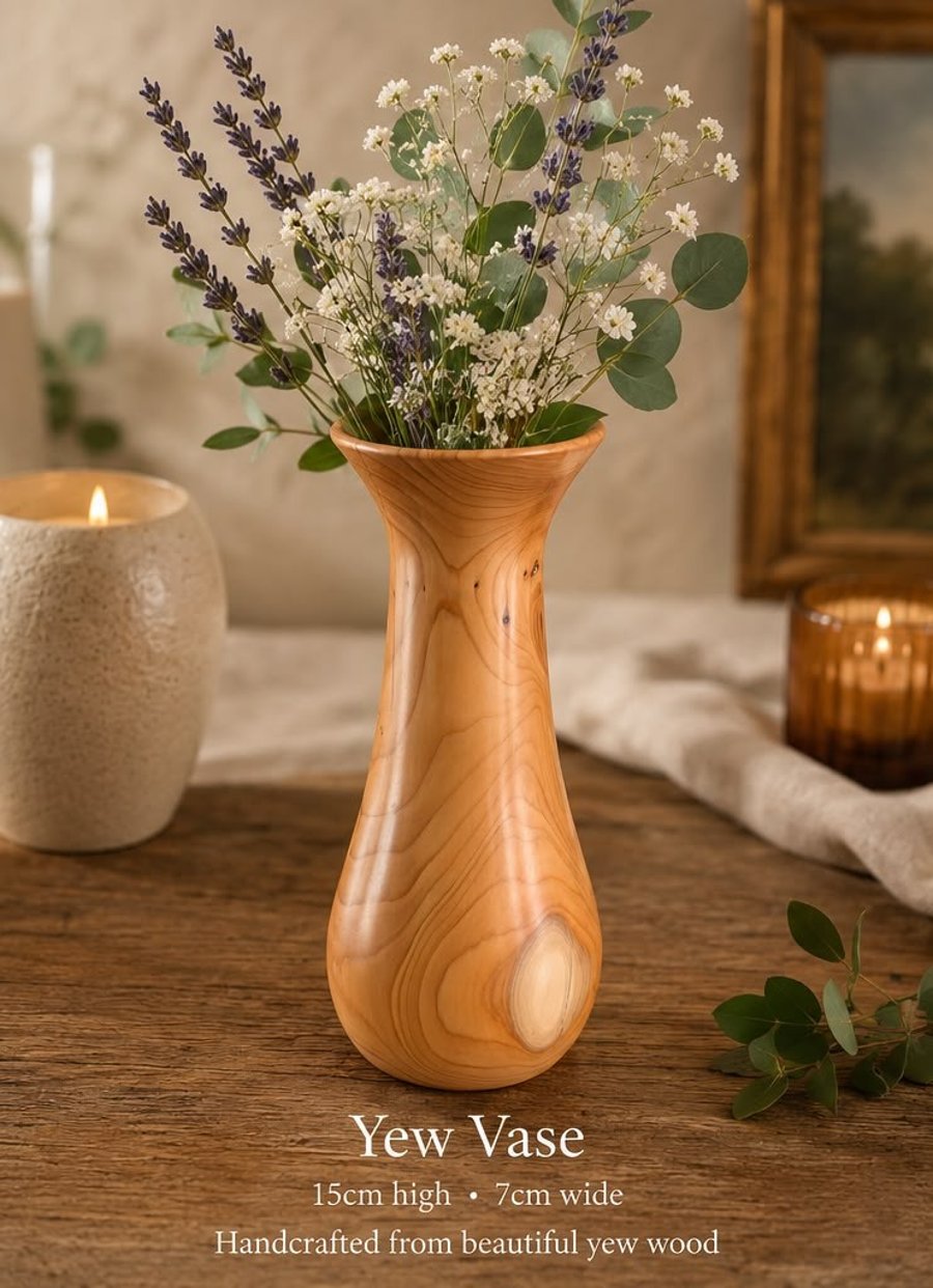 Handturned Yew Wood Bud Vase