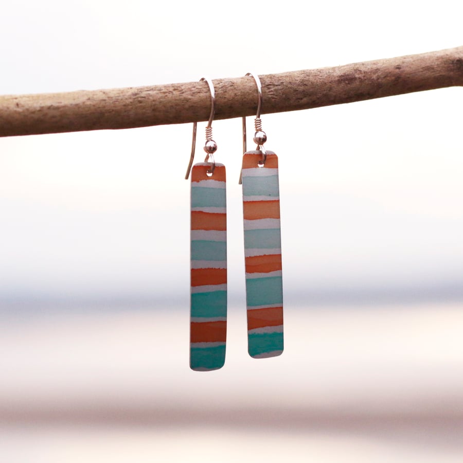 Beach and Sea, striped earrings