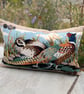 Pheasants and tweed Vintage 1977 tapestry cushion cover with buttons