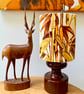 Oriental Bamboo Yellow Orange 50s 60s Barkcloth vintage fabric Lampshade  - Image 5