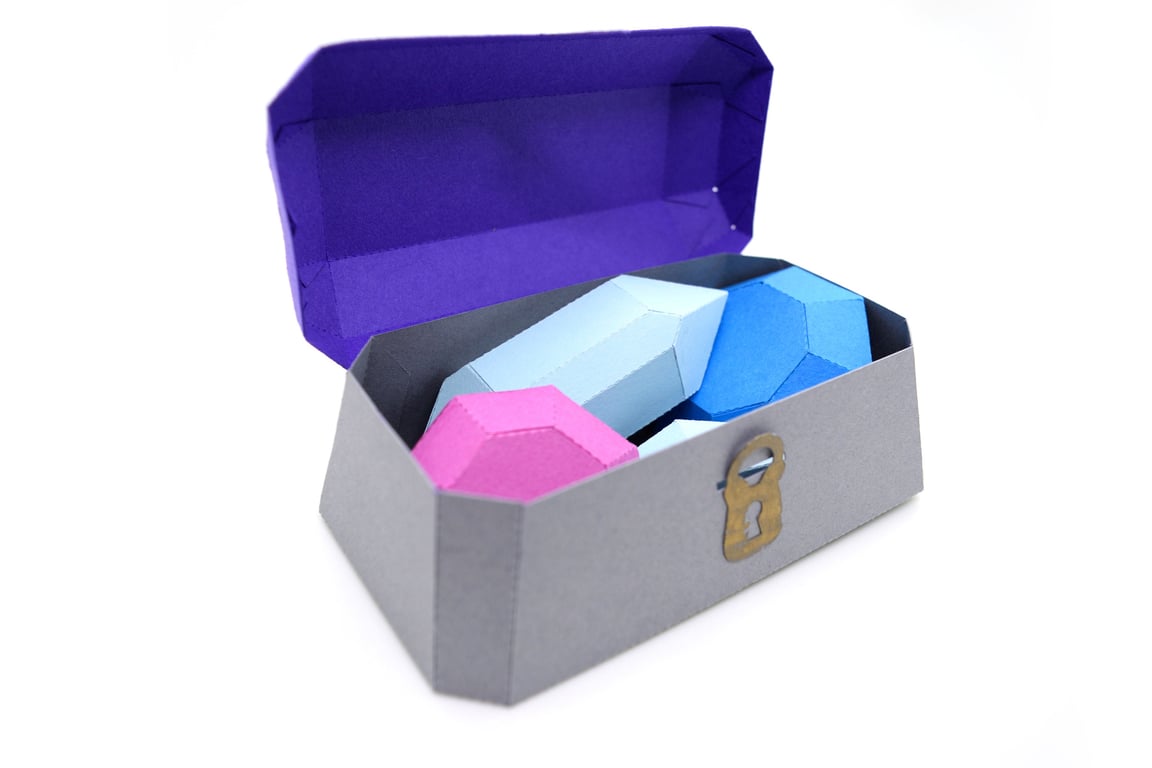 Treasure Chest Gift Box - flat shapes with instructions papercraft activity