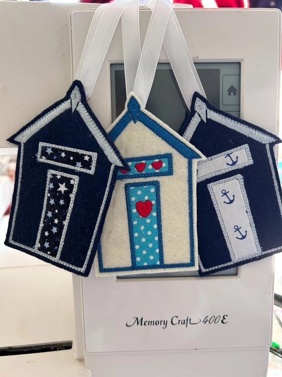 Beach Hut Home decor in felt and embroidery 