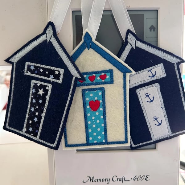 Beach Hut Home decor in felt and embroidery 