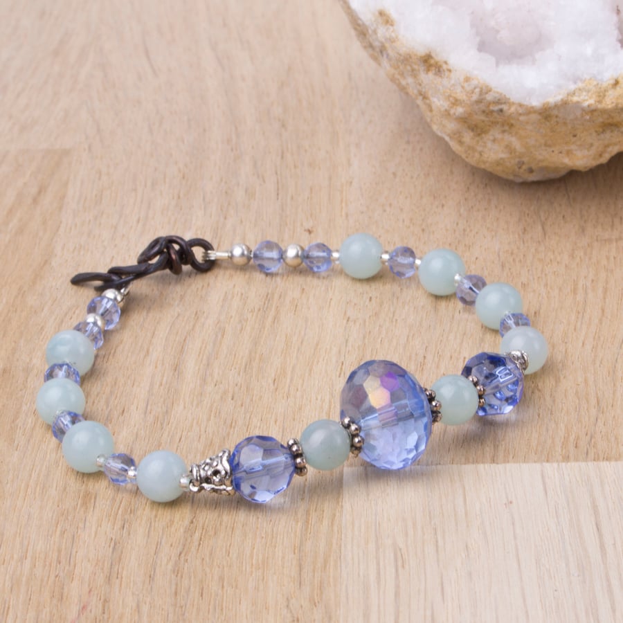  Amazonite Gemstone Bracelet - Pretty blue bead and amazonite bracelet 