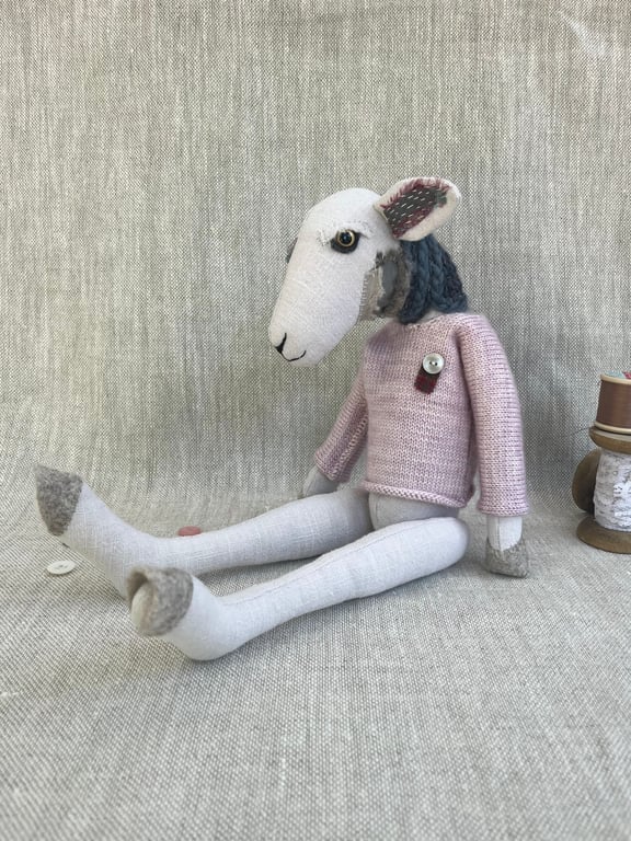 Handcrafted Textile Doll- Dolly the Sheep