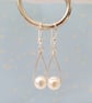 Large Cultured Pearl Drop Earrings Sterling Silver Wedding Smart Event Earrings