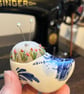 Pin cushion - tiny blue and white Delft clog embroidered with bee and flowers - Image 3