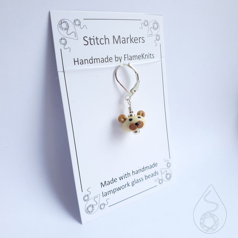 Tiny Glass Teddy Bear Stitch Marker