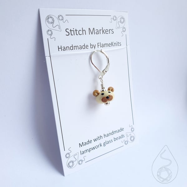 Tiny Glass Teddy Bear Stitch Marker