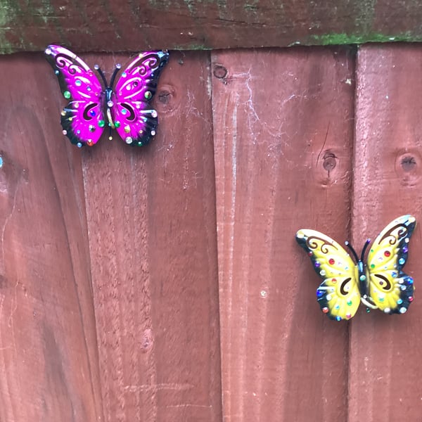 2 small butterfly , sun catchers, wall, garden decoration 